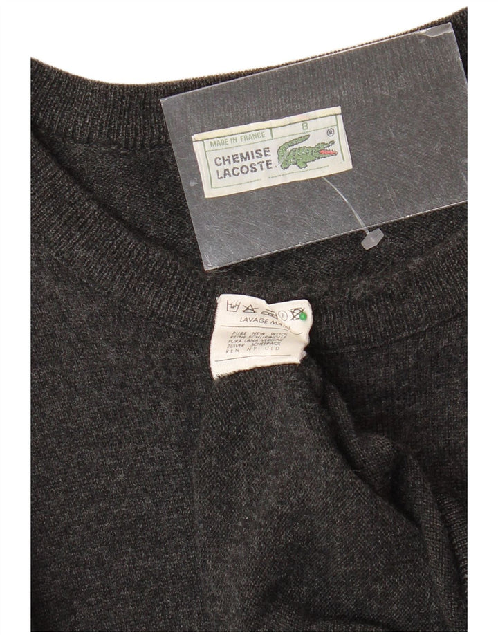LACOSTE Herre Boat Neck Jumper Sweater Størrelse 8 3XL Grå Uld
