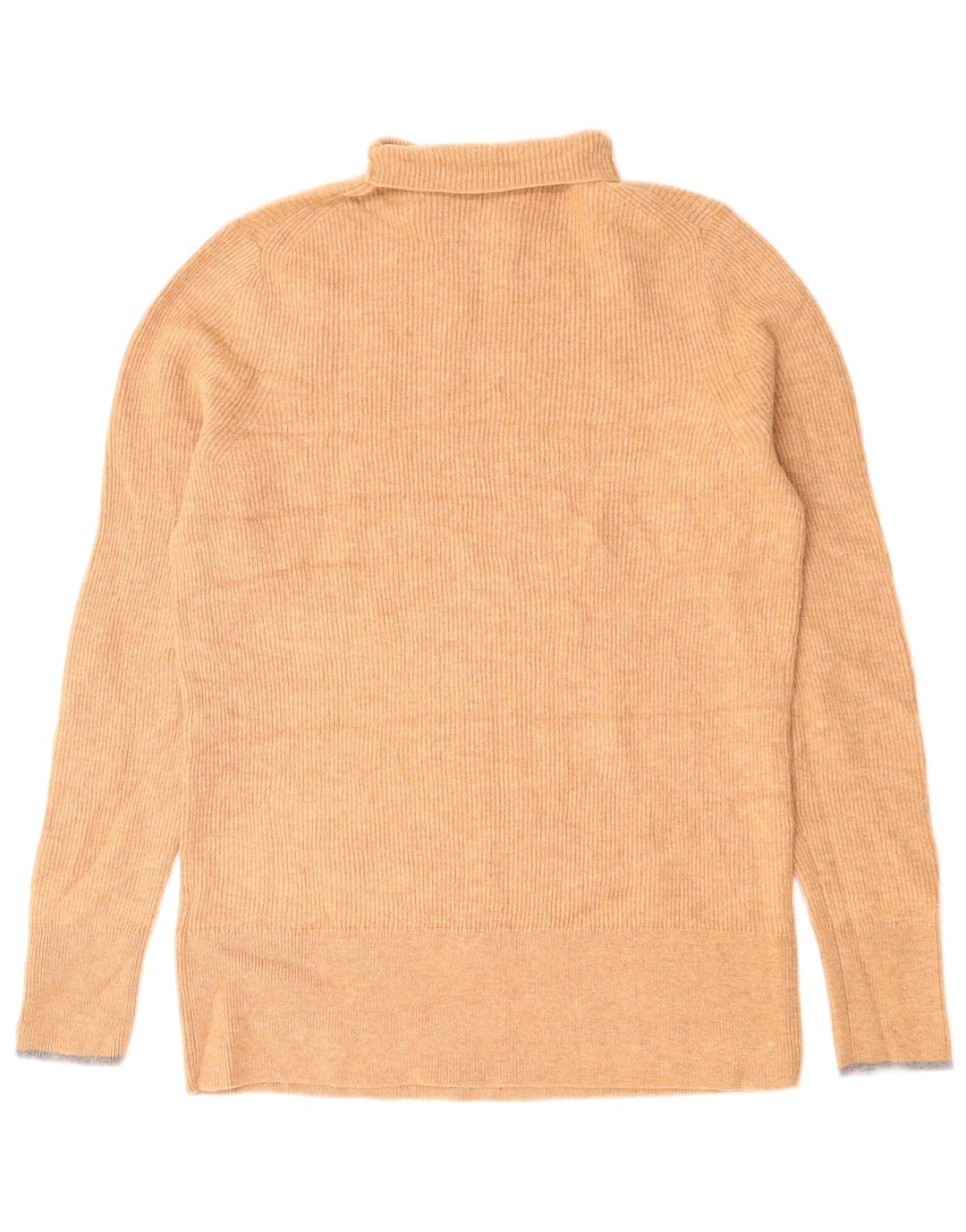 Calvin Klein Dame Roll Neck Jumper Sweater UK 14 Stor Beige Uld