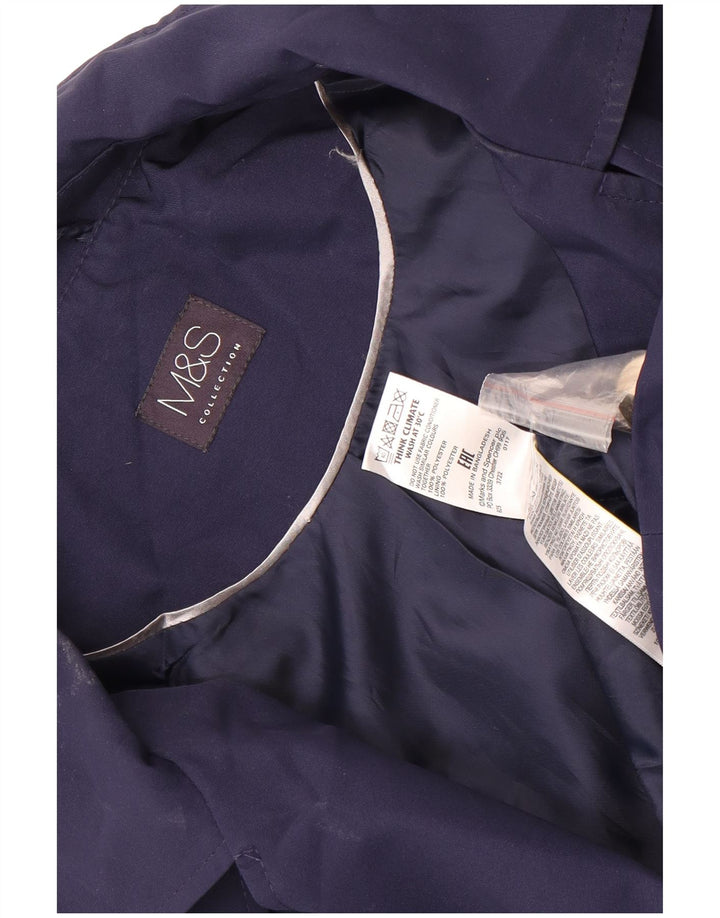 Marks & Spencer Womens Short Trench Coat UK 22 3XL Navy Blue Polyester