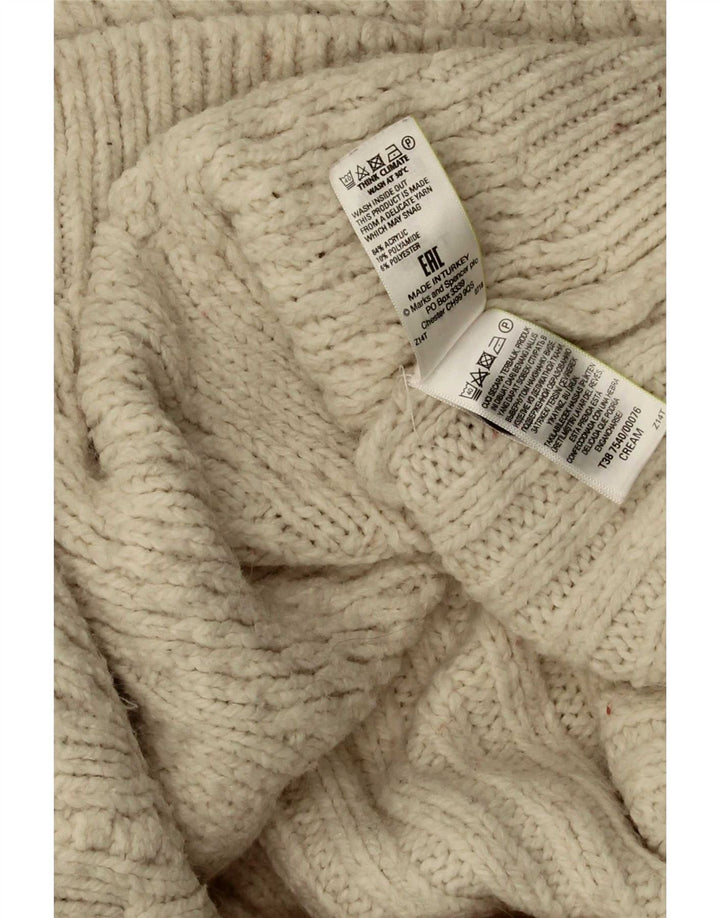 Marks & Spencer Dame Oversized Cardigan Sweater UK 10 Small Beige Acryl