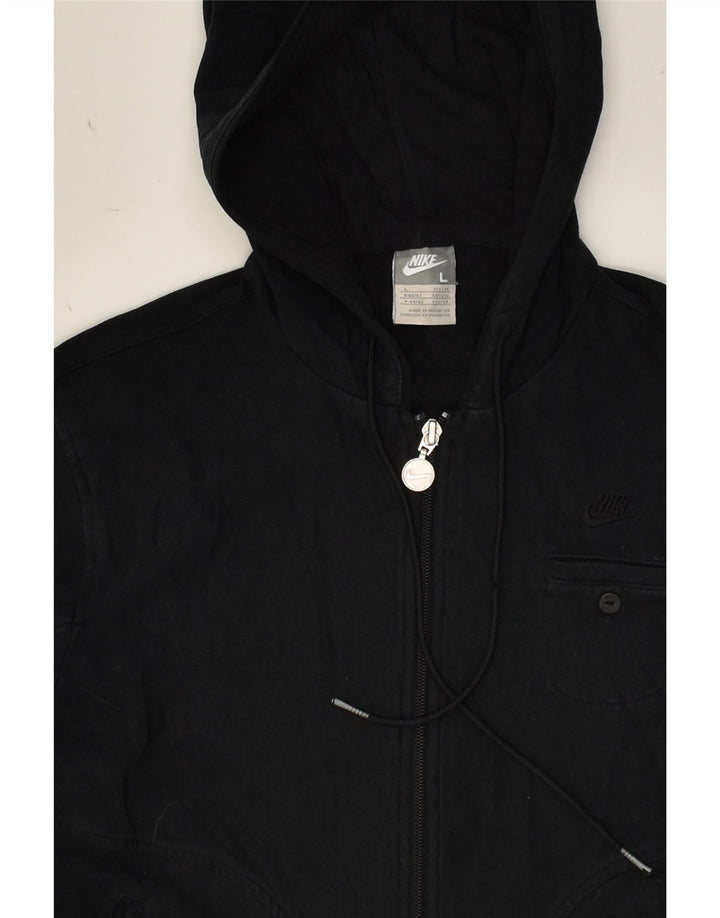 NIKE Womens Zip Hoodie Sweater UK 14/16 Large Black | Vintage Nike | Thrift | Second-Hand Nike | Used Clothing | Messina Hembry 