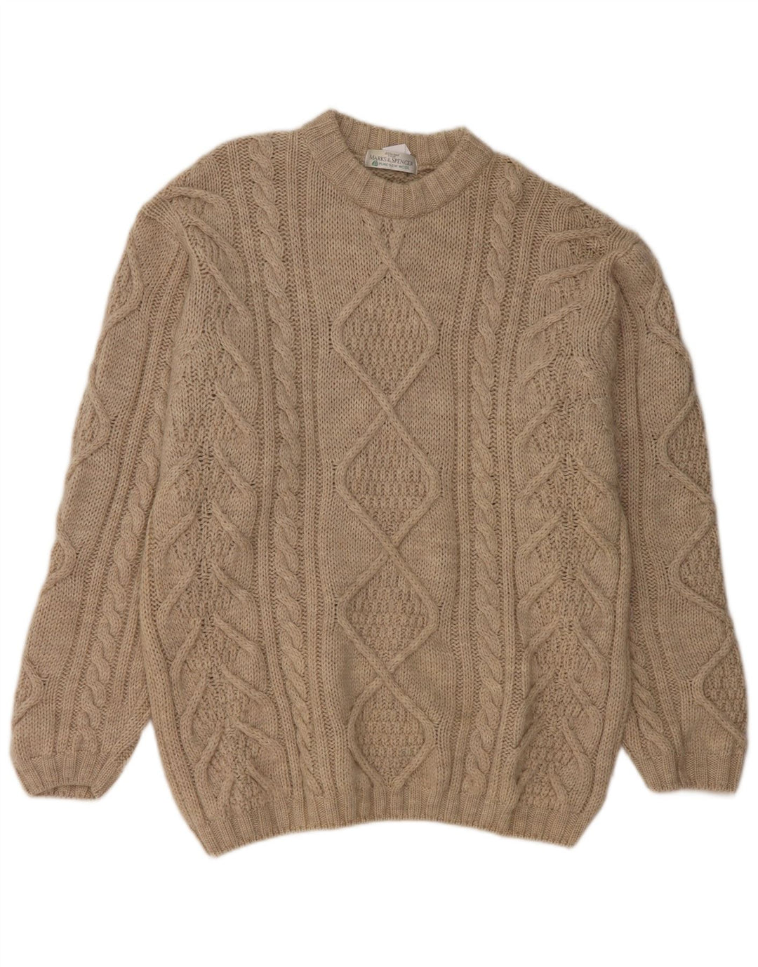 Marks & Spencer Herretrøjetrøje med rund hals Medium Beige Ny uld