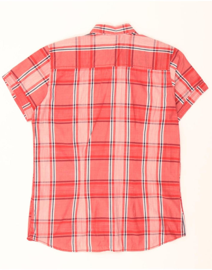 SMOG Mens Military Slim Fit Short Sleeve Shirt Medium Red Check Cotton Vintage Smog and Second-Hand Smog from Messina Hembry 