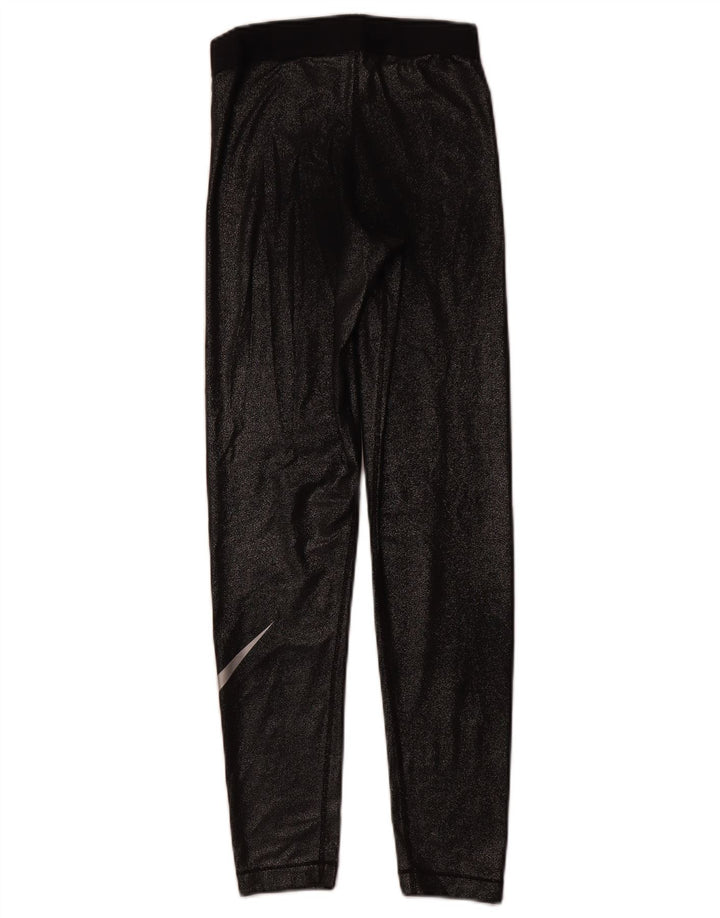 NIKE Dri Fit grafiske leggings til kvinder UK 8 Lille sort polyester