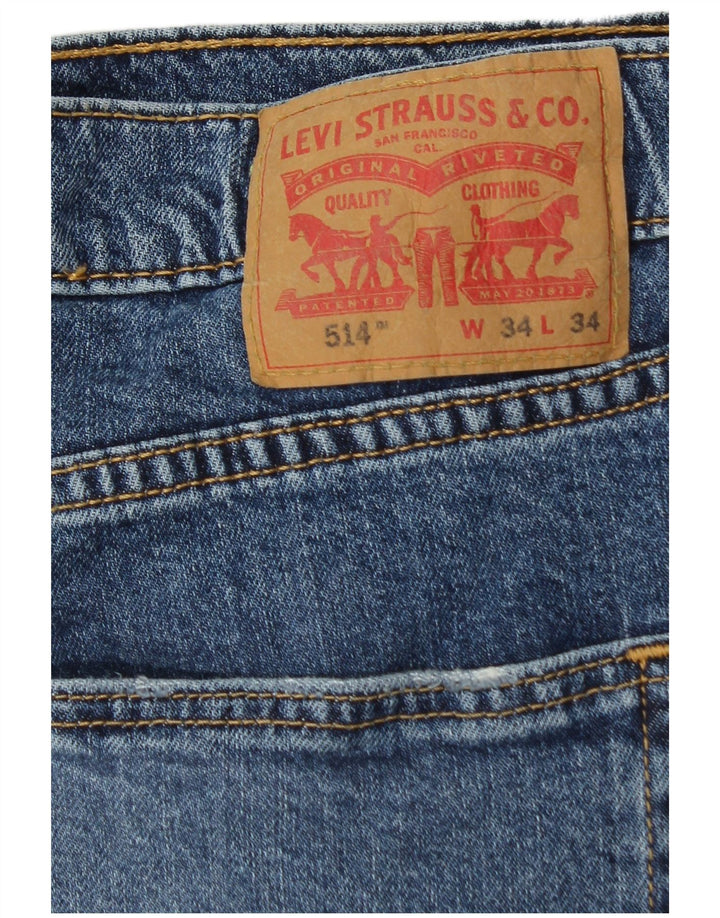 Levi's Herre 514 Straight Jeans W34 L32 Blå Bomuld
