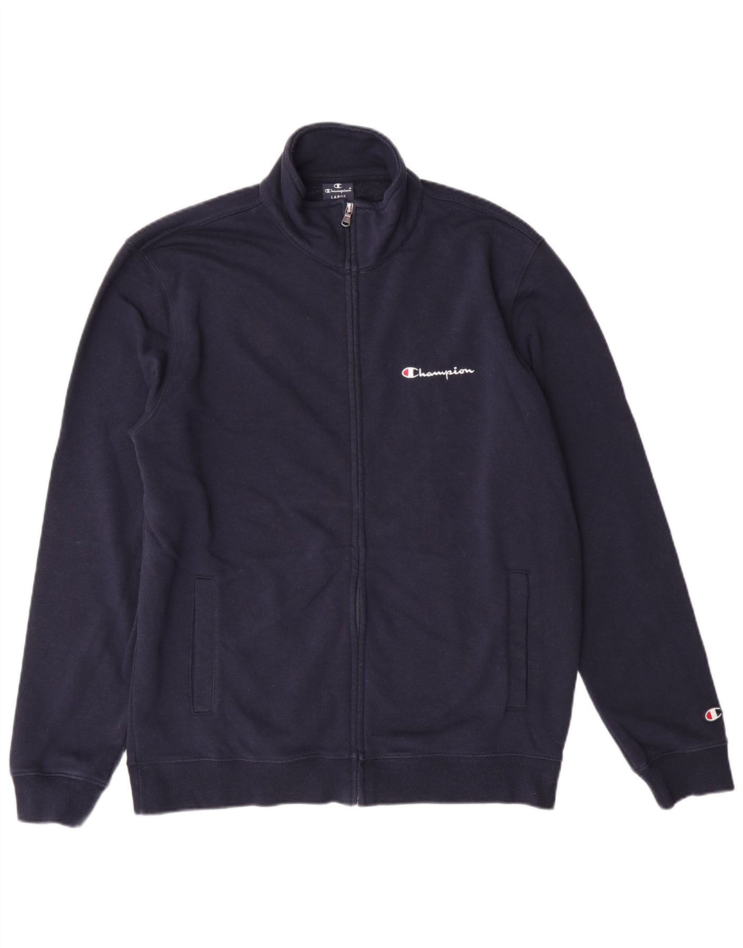 CHAMPION Mens Tracksuit Top Jacket Large Navy Blue Cotton