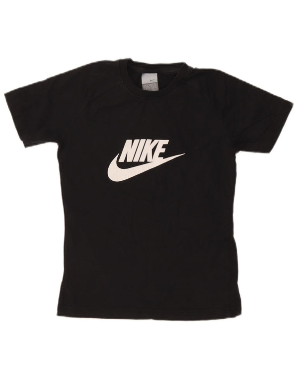 NIKE grafisk T-shirt top til kvinder UK 8/10 Lille sort bomuld