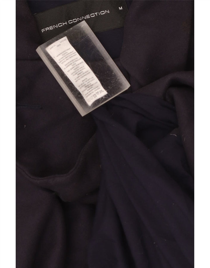 French Connection Herre Trench Coat UK 38 Medium Navy Blue Virgin Wool