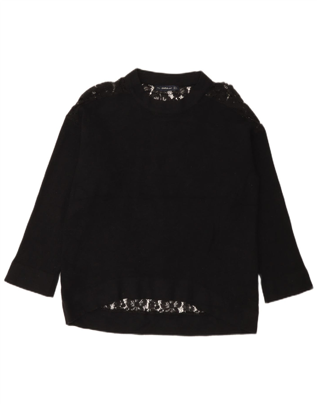 Zara Dame Langærmet Oversized Bluse Top UK 10 Small Black