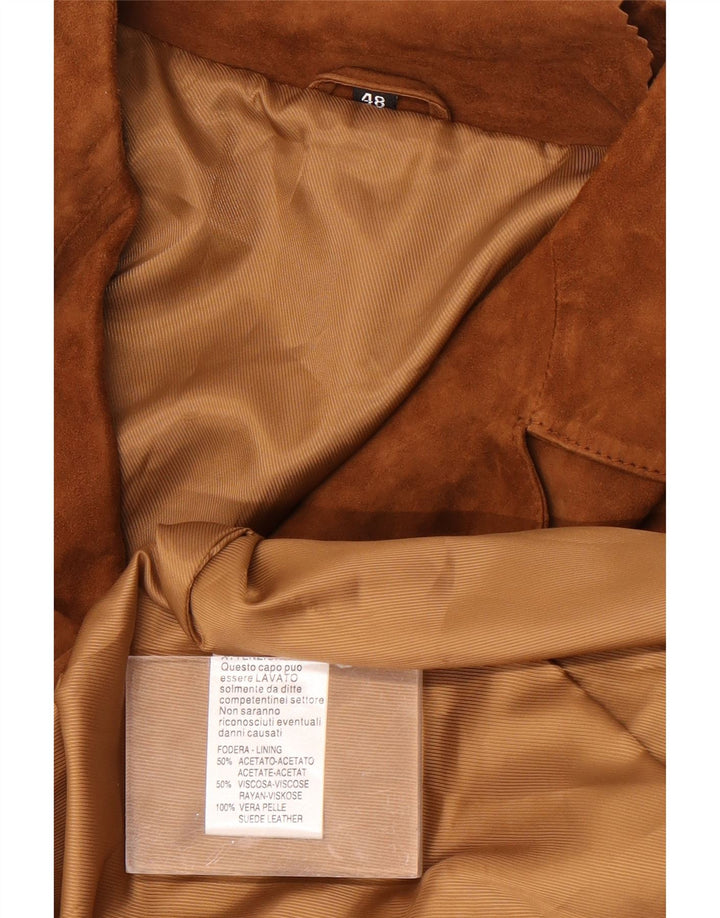 Vintage herre 3 knap ruskind blazerjakke IT 48 medium brunt læder