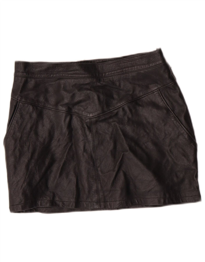 EMBASSY Dame højtaljet lædernederdel IT 46 Large W26 sort læder