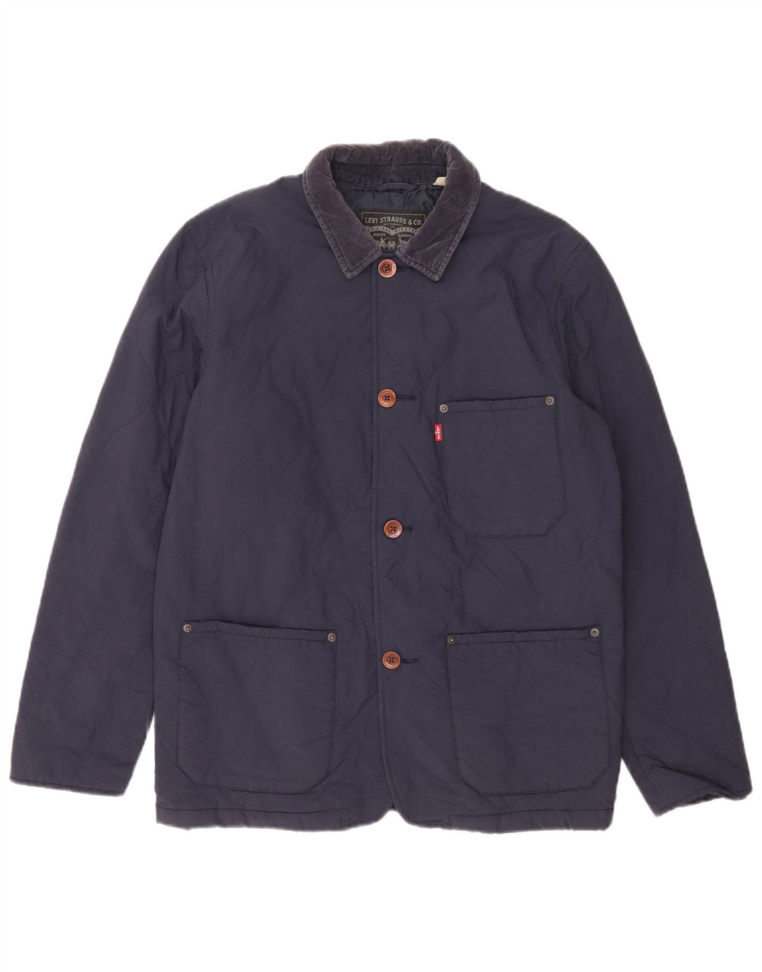 Levi's Herre quiltet jakke UK 38 Medium Marineblå Polyamid Classic