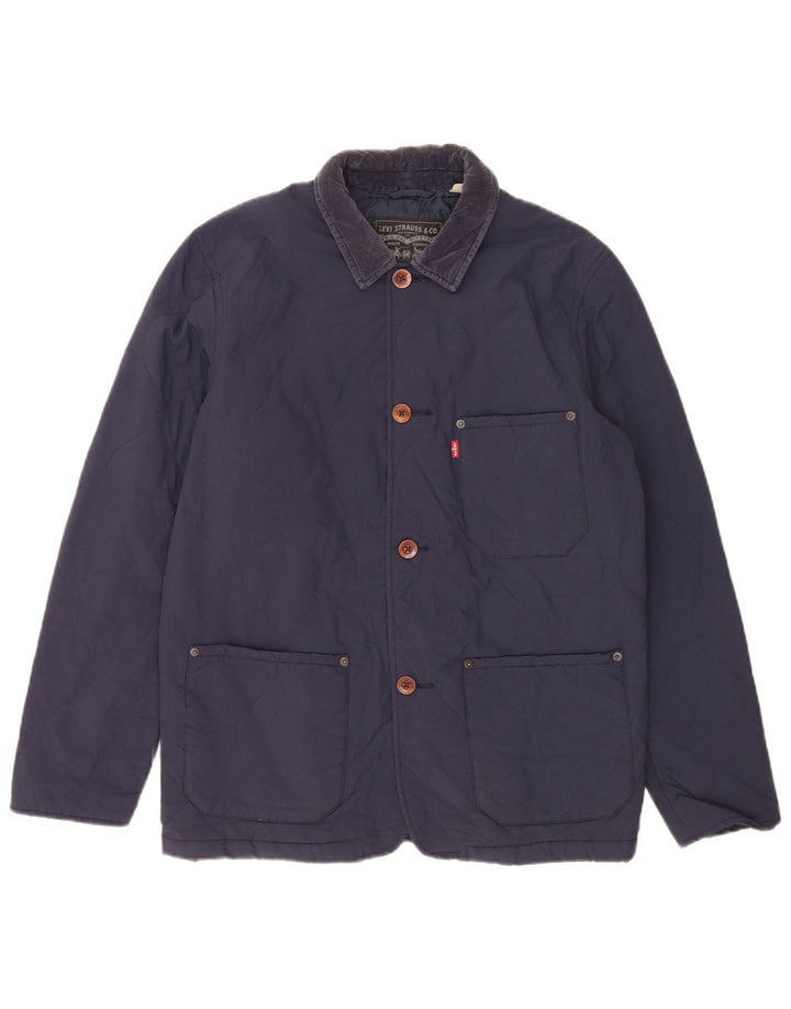 Levi's Herre quiltet jakke UK 38 Medium Marineblå Polyamid Classic