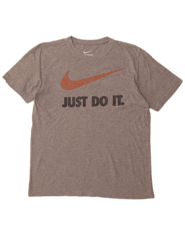 NIKE Herre Regular Fit Grafisk T-Shirt Top Stor Grå Bomuld