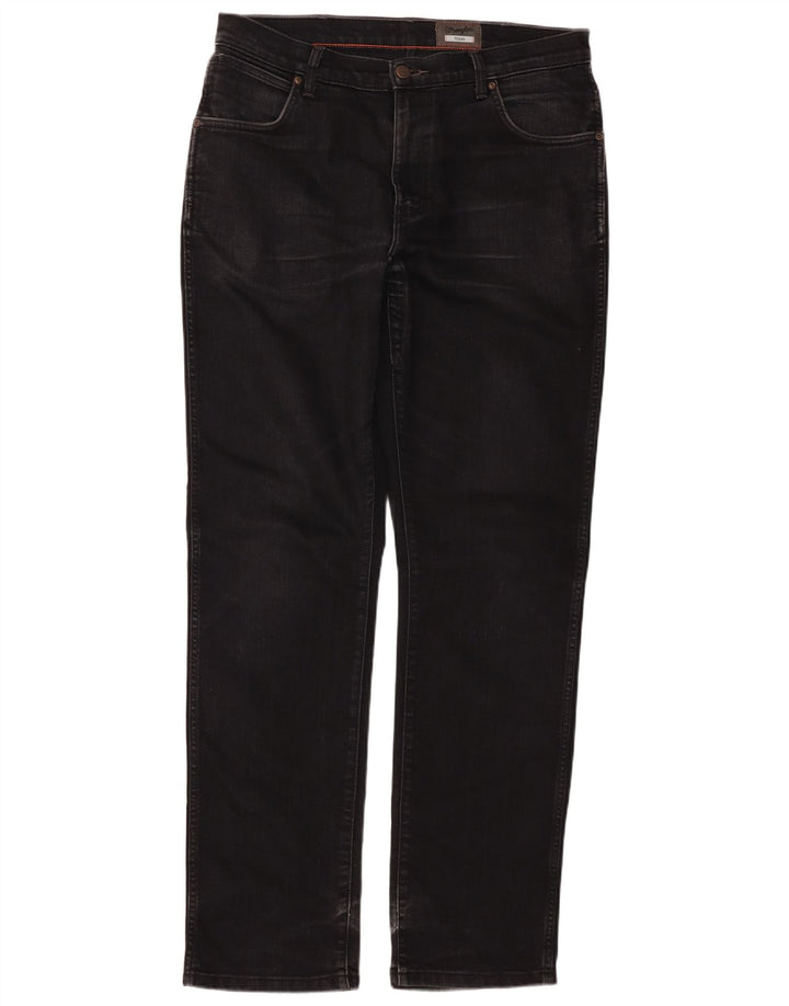 Wrangler Herre Texas Stretch Straight Jeans W36 L34 Sort Bomuld