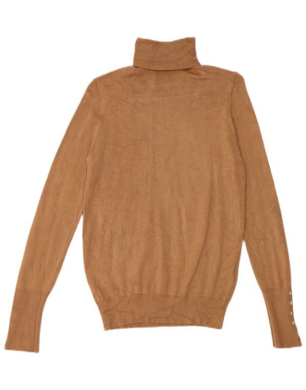 Zara Dame Rullehals Sweater UK 10 Small Brown Viscose