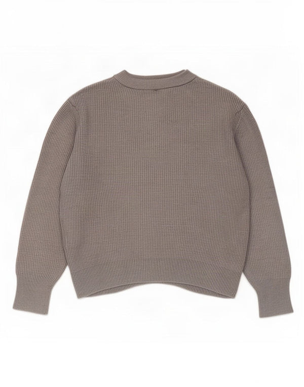 Zara Womens Crop Oversized Boat Neck Jumper Sweater UK 10 Small Grey