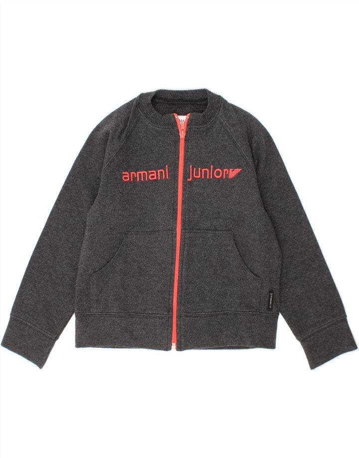 ARMANI Girls Graphic Tracksuit Top Jacket 4-5 Years Grey Cotton Vintage Armani and Second-Hand Armani from Messina Hembry 
