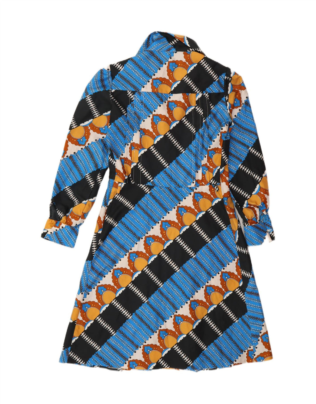 Vintage Dame A-Line Kjole IT 44 Medium Blå Geometrisk