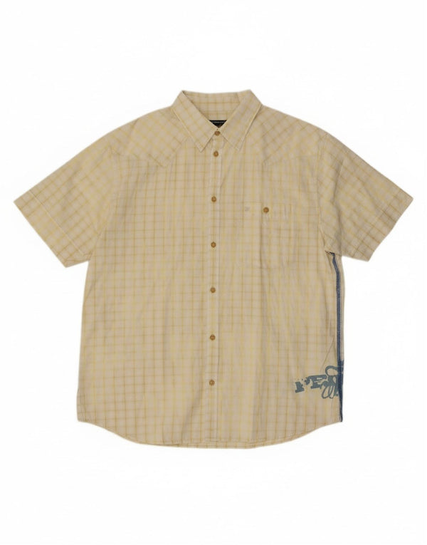 Wrangler Herre grafisk kortærmet skjorte XL gul ternet bomuld