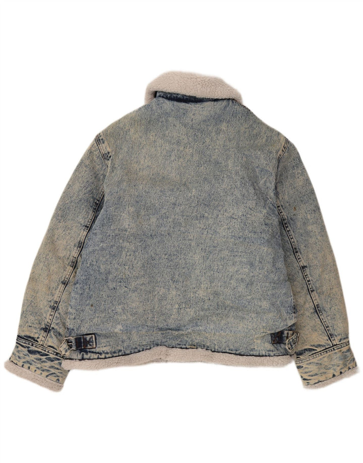 Rifle Herre Sherpa Denim Jacket UK 40 Large Blue Cotton Retro