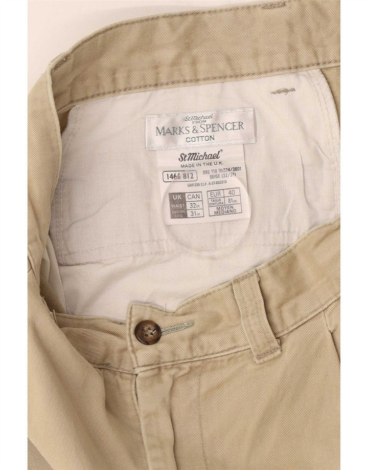 Marks & Spencer Herre Pegged Chino Bukser W32 L31 Beige Bomuld