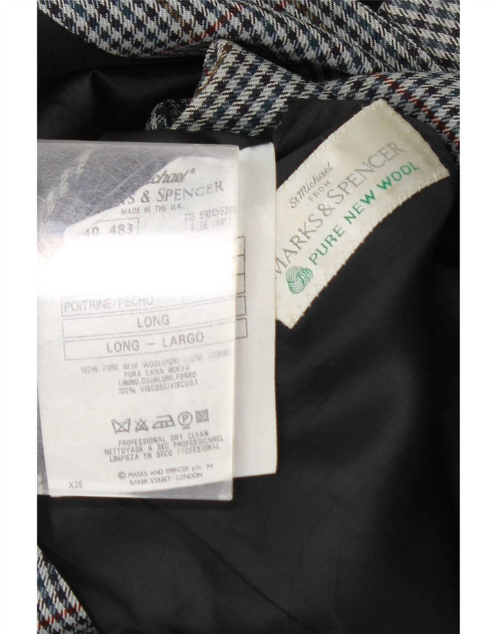 Marks & Spencer Herre 2-knaps blazerjakke UK 46 XL blå ternet uld
