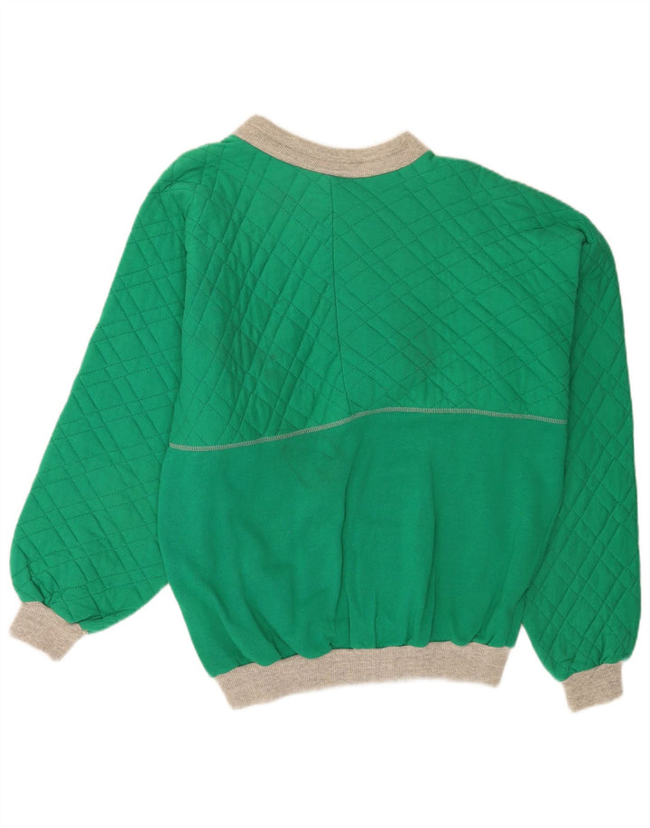 Vintage Herre Grafisk Sweatshirt Jumper Stor Grøn Bomuld Retro