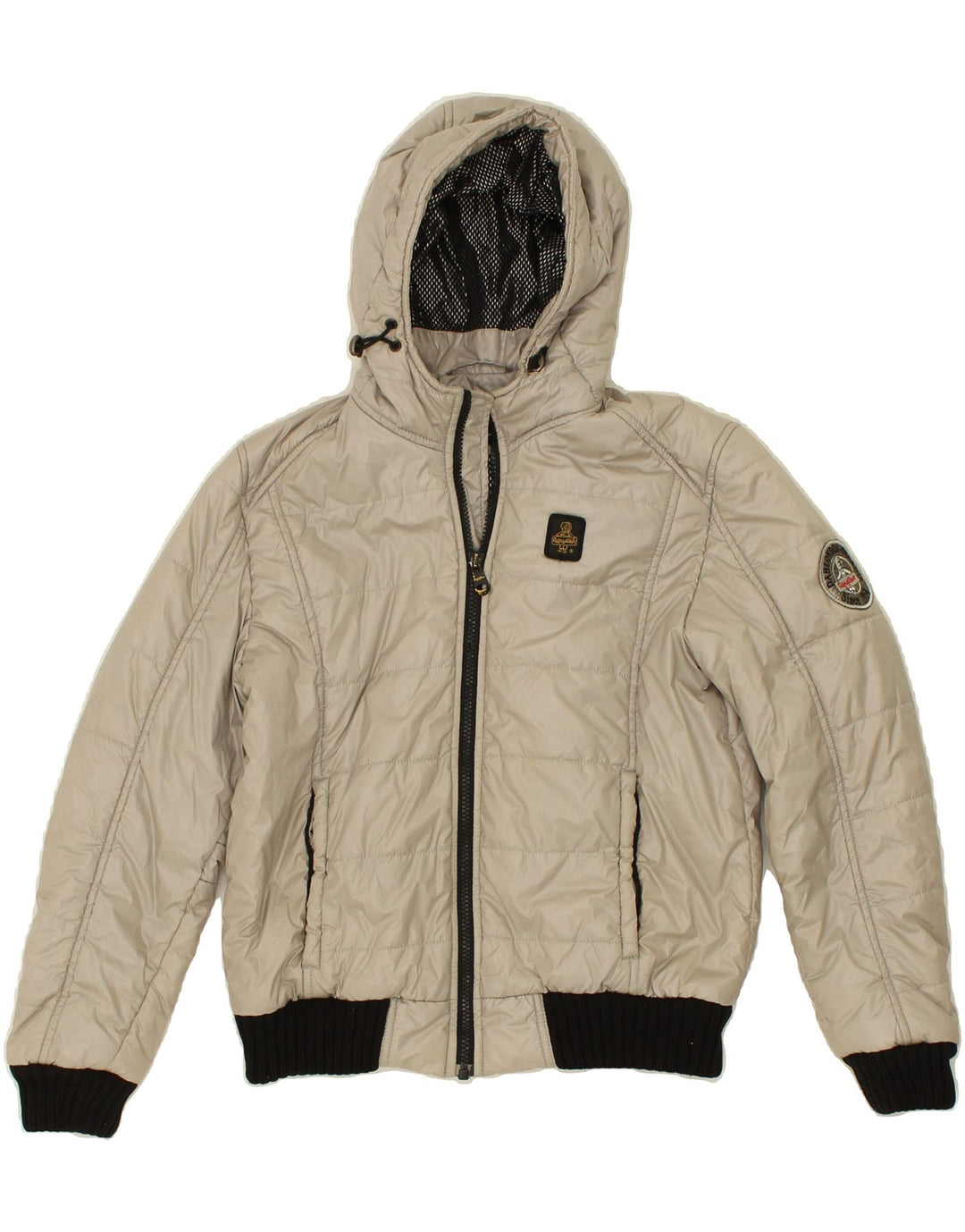 REFRIGIWEAR Girls Hooded Padded Jacket 11-12 Years Beige Polyester | Vintage Refrigiwear | Thrift | Second-Hand Refrigiwear | Used Clothing | Messina Hembry 