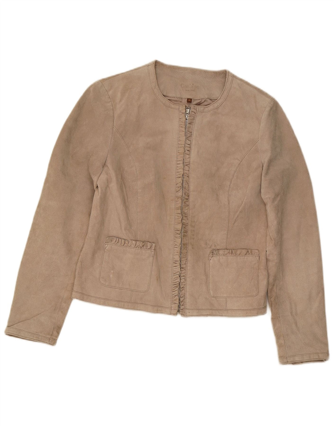 Conbipel Dame Ruskindsjakke IT 46 Large Beige Læder