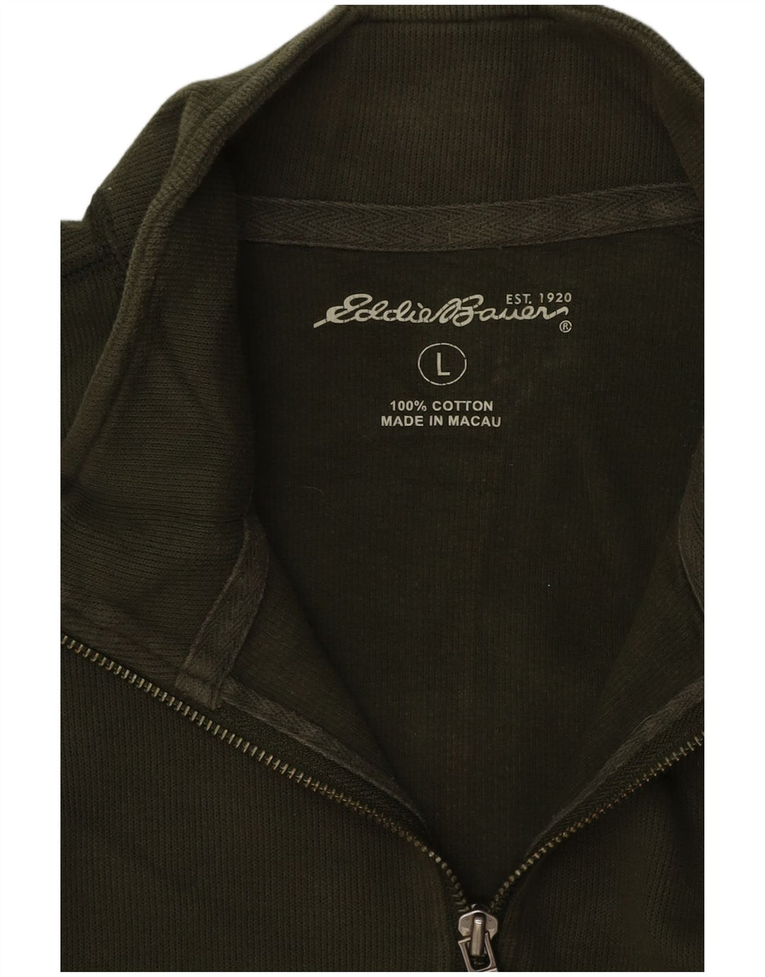 Eddie Bauer Herre Zip Neck Sweatshirt Jumper Stor Grøn Bomuld