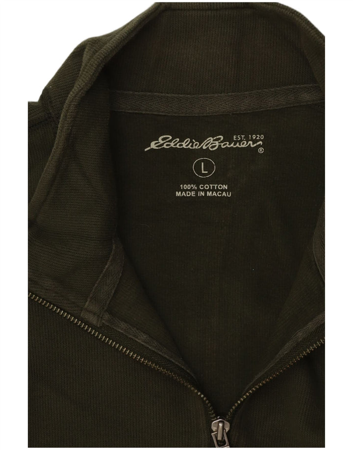 Eddie Bauer Herre Zip Neck Sweatshirt Jumper Stor Grøn Bomuld