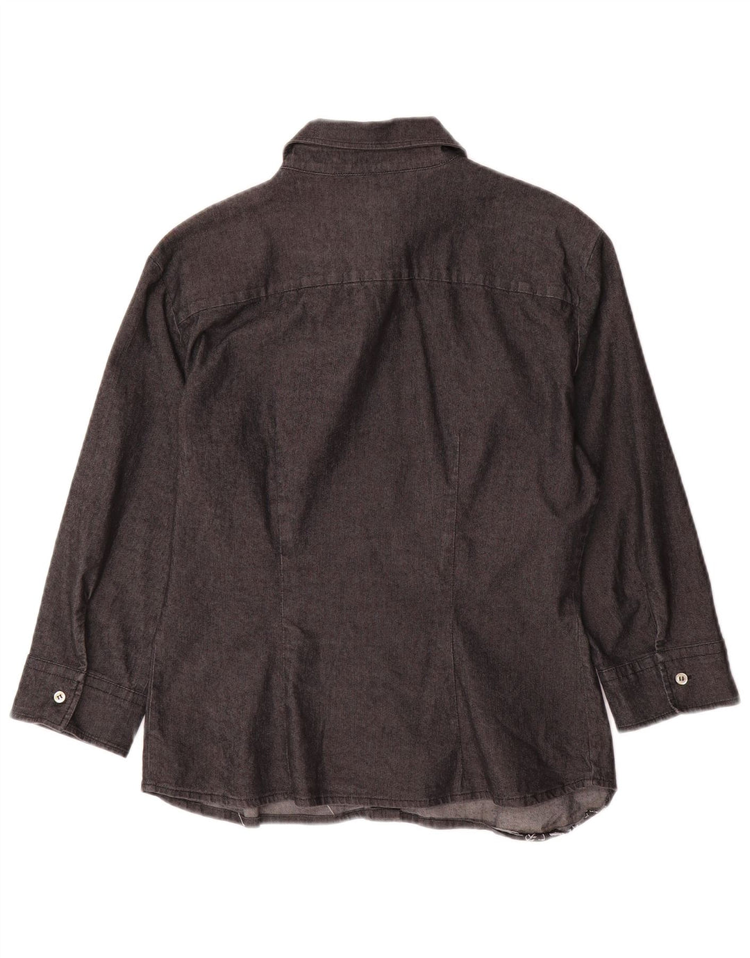 BENETTON skjorte med 3/4 ærmer til kvinder UK 10 Lille grå bomuld