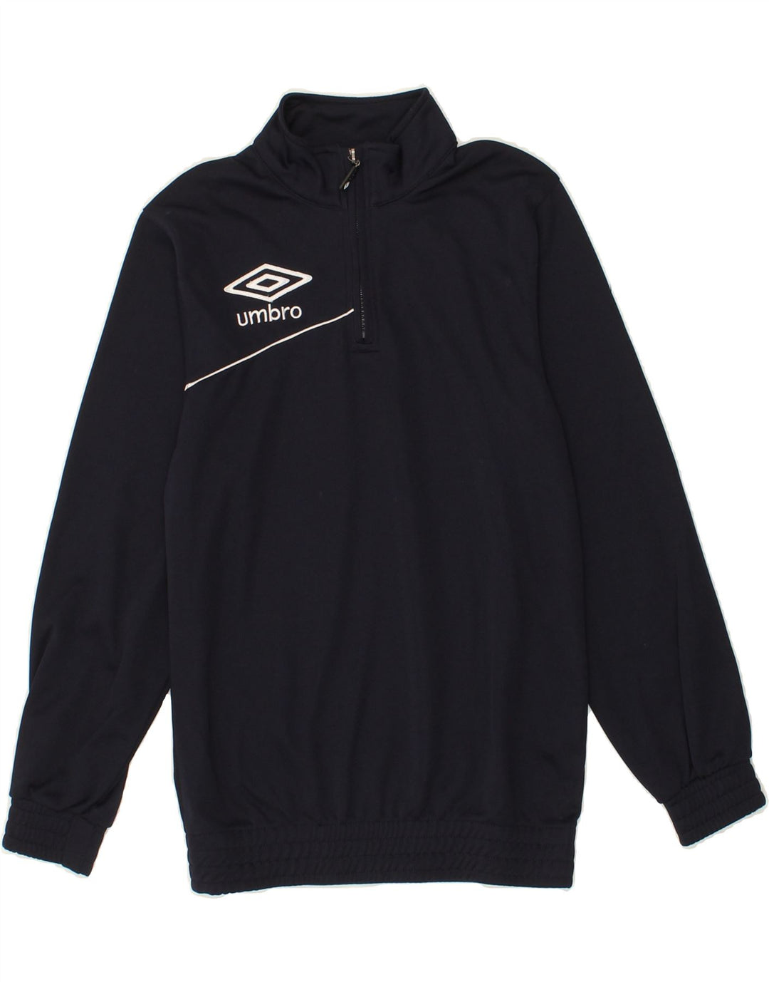 UMBRO Boys Zip Neck Sweatshirt Jumper 8-9 Years 2XS Navy Blue Polyester Vintage Umbro and Second-Hand Umbro from Messina Hembry 