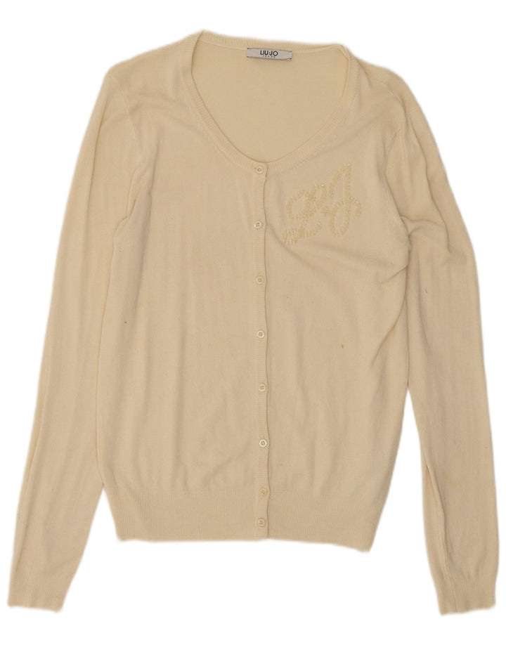 Liu Jo Oversized cardigantrøje til kvinder UK 10 Small Off White Viscose