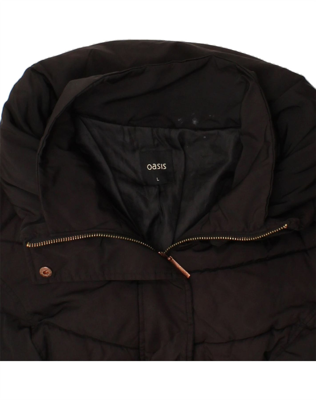 OASIS Womens Hooded Padded Jacket UK 16 Large Black Polyester Vintage Oasis and Second-Hand Oasis from Messina Hembry 