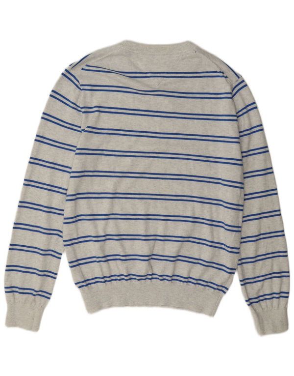 Tommy Hilfiger Herre Crew Neck Jumper Sweater Medium Grå Stribet Bomuld