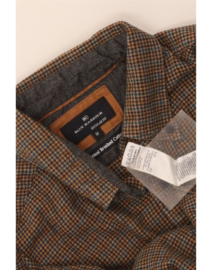 Marks & Spencer Herre Blue Harbor Flannel skjorte Medium Brown Houndstooth