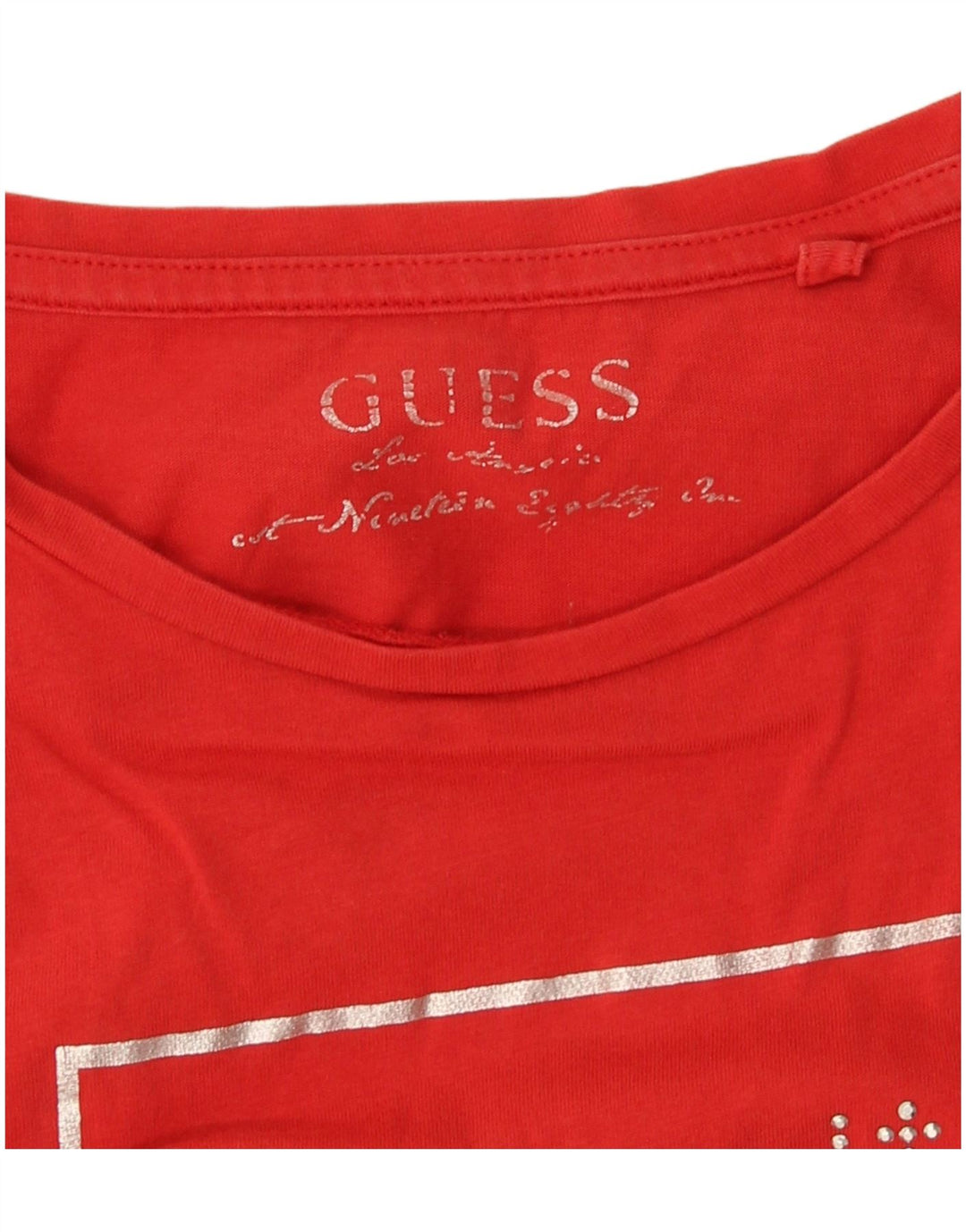Guess Graphic T-Shirt Top UK 12 Medium Rød