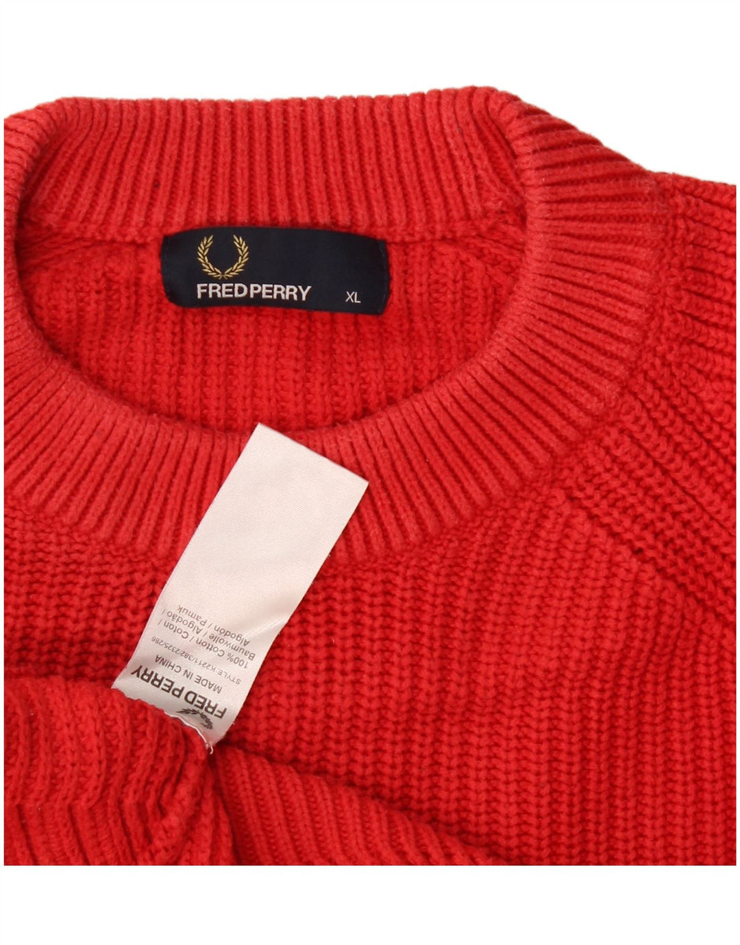 Fred Perry Herre sweater med rund hals XL rød bomuld