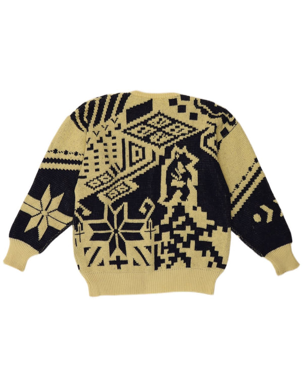 Colmar Herre Crew Neck Jumper Sweater Medium Gul Geometrisk Uld