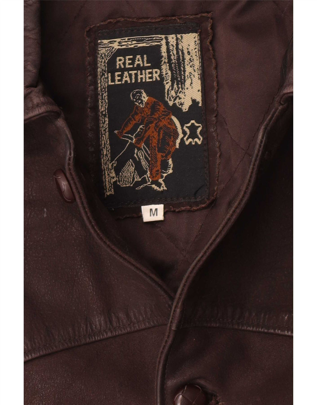 Vintage Herre Læderjakke UK 38 Medium Brun Læder