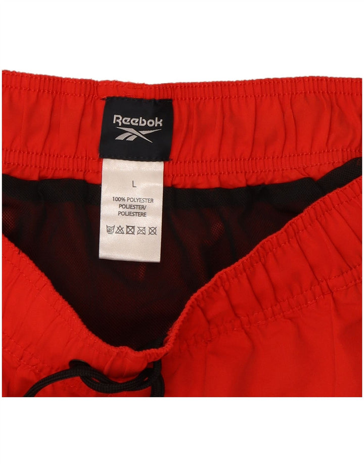 REEBOK Mens Sport Shorts Large Red Polyester