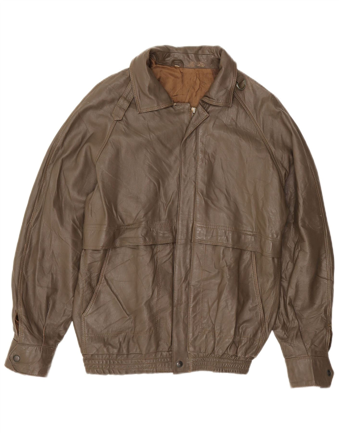 VINTAGE Herre Læderjakke IT 48 Medium Brun