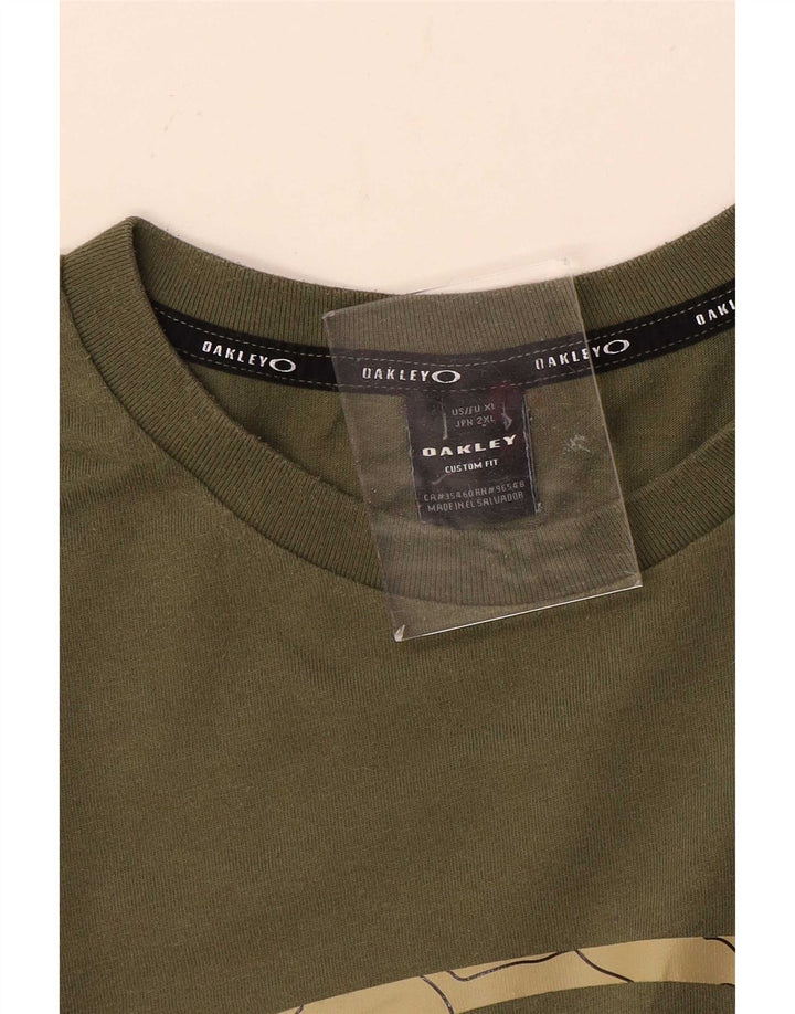 Oakley Herre Custom Fit Grafisk T-Shirt Top XL Khaki