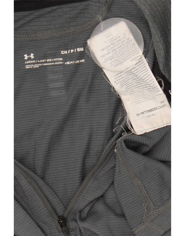 Under Armour Herre Heat Gear Zip Neck Top Langærmet lille grå polyester