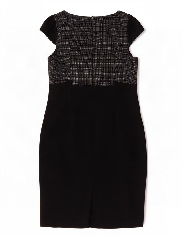 Marks & Spencer Kvinders Skede Kjole UK 14 Medium Sort Ternet polyester