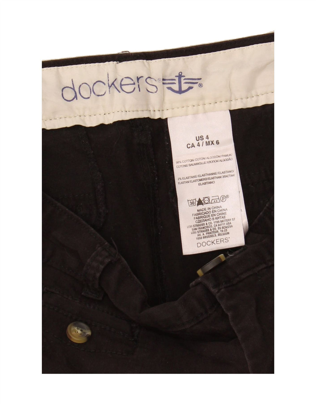 DOCKERS Womens Casual Shorts US 4 Small W29  Black Cotton Vintage Dockers and Second-Hand Dockers from Messina Hembry 