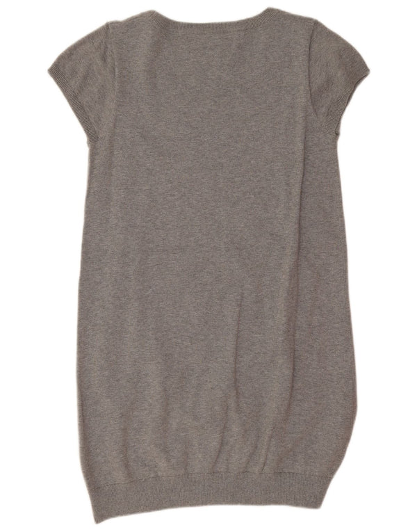 Tommy Hilfiger Dame Jumper Dress UK 14 Stor Grå Bomuld