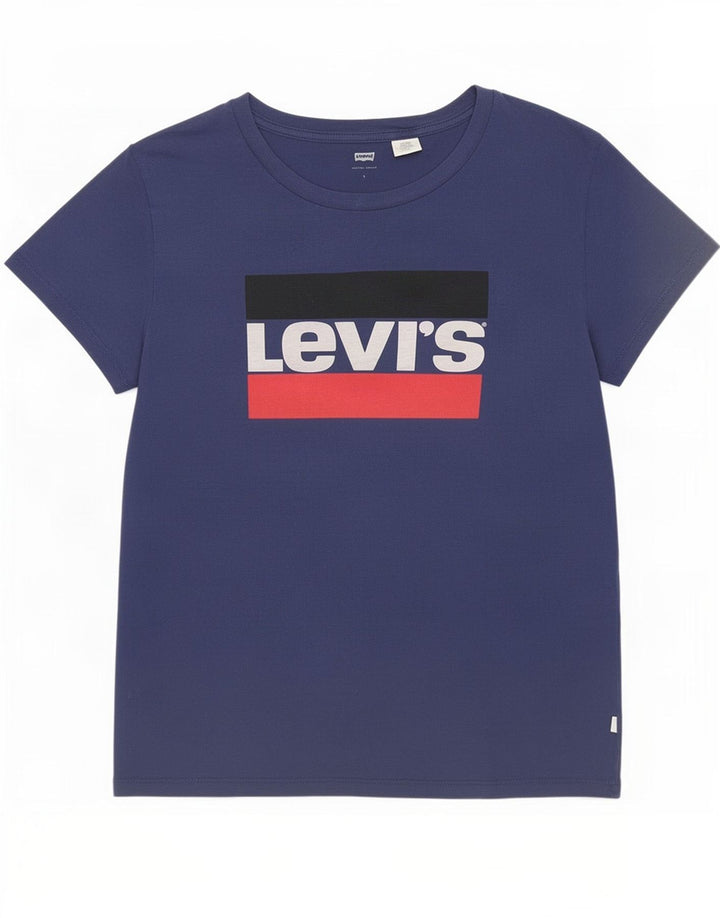 Levi's Grafisk T-shirt top til kvinder UK 16 Large Navy Blue